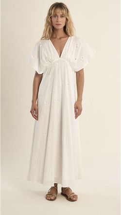 Molly Bracken Maxi-jurk met korte mouwen en V-hals