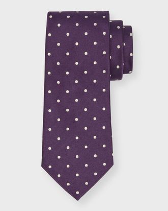 Ralph Lauren Purple Label Polka-Dot Silk Satin Tie
