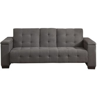 Vente-Unique Vente-unique - Divano letto clic clac a 3 posti in Tessuto microfibra Grigio con ripiano centrale reclinabile - devonshire