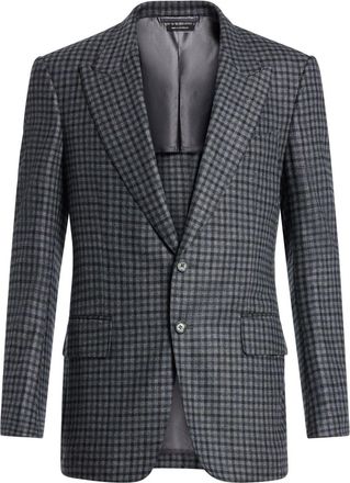 Tom Ford checked blazer - men - Cashmere/Wool/Buffalo Horn/Cupro/Silk - 48 - Grey