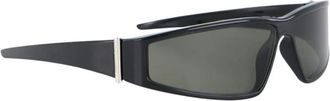 Alexander McQueen Zwarte Wraparound Zonnebril met Rooklenzen - Heren - Zonnebrillen - Zwart - ONE Size - Nylon - Accessoires