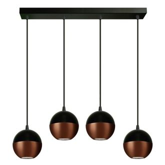Netlighting Midway Straight Bar Pendant Ceiling Light Black Copper 60cm