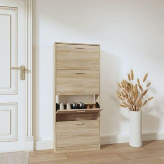 vidaXL Mueble Zapatero Madera Contrachapada Color Roble 59x17x150 Cm Vidaxl