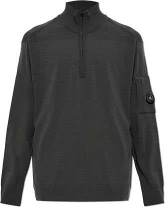 C.P. Company Lens-detail Quarter-zip Sweater - Heren - Coltruien - Grijs - L - Wol - Truien & Vesten