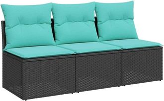 vidaXL Garden Sofa with Cushion Black 165 x 62 x 69 cm Poly rattan vidaXL