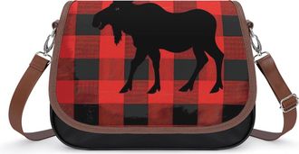 Generic Moose Buffalo Plaid Set Crossbody Bags for Women Shoulder Messenger Bag Purse Handbags