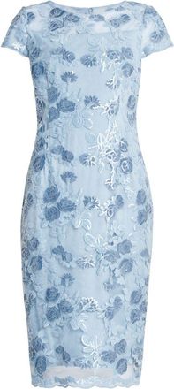 Gina Bacconi Womens Millie Midi Embroidered Dress - Sky Blue - Size 16 UK