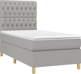 vidaXL Vidaxl - Cama Box Spring Colch&oacute;n Y Luces Led Tela Gris Claro 90x190 Cm