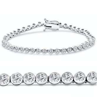 Pompeii3 5Ct Diamond Half Bezel Tennis Bracelet 14k White or Yellow Gold 7 Lab Grown