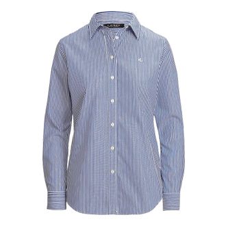Ralph Lauren Shirts, female, Blue, Size: L Striped cotton shirt
