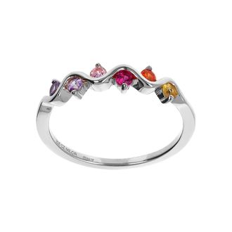 Autentica 0.20 Cttw Multi- Color Wave Design Ring