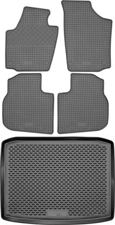 OEM Juego De Alfombrillas De Goma Para Skoda Rapid Spaceback (2012-2019) + Alfombrilla Para El Maletero