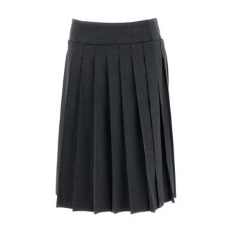 Ami Gonna midi plissettata in lana - - Skirts - Donna - Grigio - S