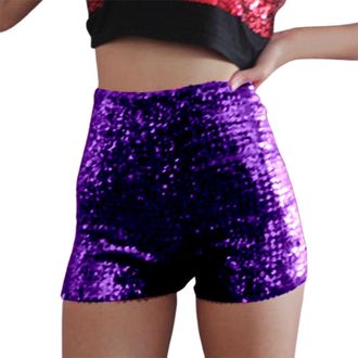 Generic Sequin Shorts Womens Shimmering Rhinestone Concert Outfit for Ladies High Waist Fitted Short Pants Sexy Stage Performance Costume Plus Size Cargo Shor