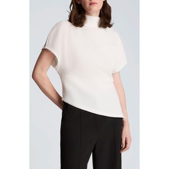 Kenneth Cole Asymmetric Mock Neck Rib Knit Top in Feather White at Nordstrom, Size X-Small