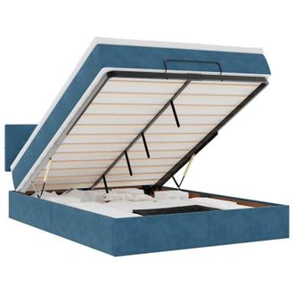 vidaXL Vidaxl - Estructura De Cama Otomana Con Colch&oacute;n Terciopelo Azul Oscuro