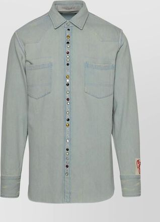 Golden Goose denim shirt with chest pockets and embroidered detail