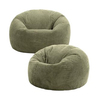 Icon Brand Kingston Classic Beanbag, Corduroy, Sage Green (2-Pack)