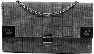 Chanel 2002-2003 CC Choco Bar Denim Chain Flap shoulder bag - Grigio