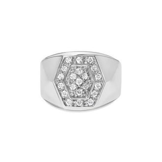 House of Brilliance Mens Silver 1/2 Cttw Multi-Diamond Hexagon Frame Ring at Nordstrom, Size 10