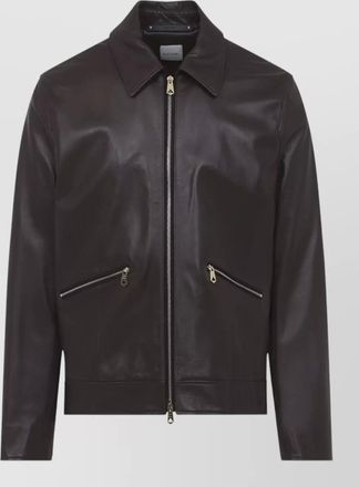 Paul Smith regular fit leather jacket collared design