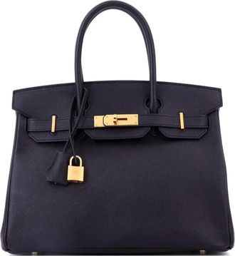Herm&egrave;s Birkin Handbag Black Epsom with Gold Hardware 30 satchel - Zwart