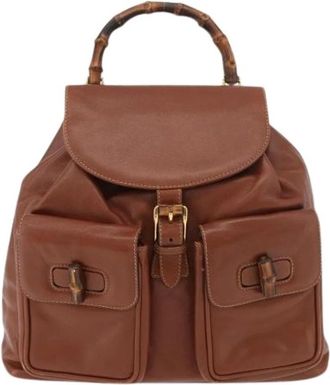 Gucci Pre-owned Vintage bamboe rugzak - unisex - Vintage Rugzakken - Bruin - ONE Size - Bamboe - Vintage