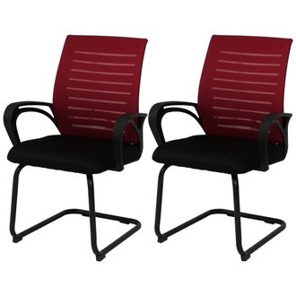 Hhg [nunca Usado] Juego De 2 Sillas De Conferencia Hhg-584, Sillas De Visitante De Dise&ntilde;o Cantilever, Tejido (250 G/m&sup2;) Mvg, Rojo, Estructura Negra