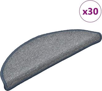 vidaXL Vidaxl - Felpudos Para Escaleras (30 Unidades, 56 X 17 X 3 Cm, Gris Claro Y Azul, Semicirculares)