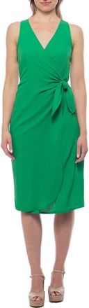 Tash And Sophie Side Tie Sleeveless Faux Wrap Dress in Green at Nordstrom Rack, Size X-Small