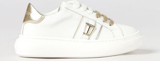 Twinset Girls Leather Low-Top Trainers with Monogram Pattern and Metallic Logo