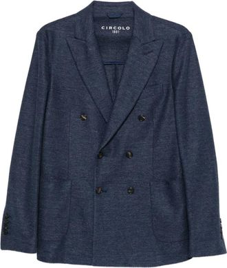 Circolo 1901 Double-breasted Wool Jacket - Heren - Blazers - Blauw - S - Wol - Jassen
