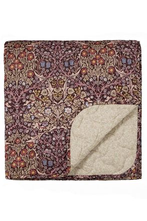 Morris & Co. Blackthorn Quilted Cotton Throw in Dark Red