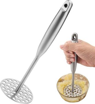OEM Machacador De Patatas - Machacador De Pur&eacute; De Cocina - Pur&eacute; Suave Y Sedoso - Acero Inoxidable - 25,5 X 8,6 Cm - Plateado