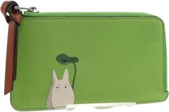 Loewe Pre-owned Card Case - Dames - Vintage Accessoires - Groen - ONE Size - Leer - Vintage