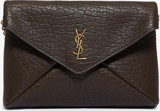 Saint Laurent Clutch aus genarbtem Lammleder mit Kettengurt Cassandre
