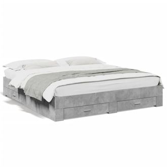 Berkfield Home Bed Frame w/Drawers Frame Concrete Grey 180x200 cm Super King