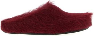 Marni Long Hair Calfskin Fussbett Sabot - Heren - Pantoffels - Rood - 43 EU - Leer - Schoenen