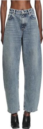 Alaia Round Denim Jeans - Dames - Loose Fit Jeans - Blauw - W28 - Denim - Jeans