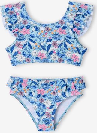 Vertbaudet M&auml;dchen Bikini mit Volants und Schleifen aqua
