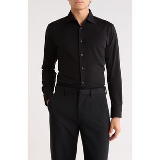 Eton Slim Fit 4-Flex Stretch Dress Shirt in Black at Nordstrom Rack, Size 15.5