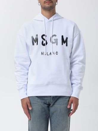 Msgm Felpa con cappuccio in cotone relaxed fit con tasca a marsupio e logo