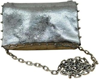 Christian Louboutin Pre-owned Cross Body Bags, female, Gray, Size: ONE SIZE Pre-owned Studded Chain Bag