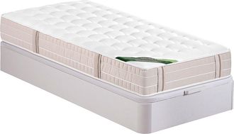 Vente-Unique Conjunto 90 x 190 cm canap&eacute; abatible blanco + colch&oacute;n de muelles ensacados 5 zonas y viscoel&aacute;stica y tejido anti-chinches grosor 24 cm - VIREVO de NAT