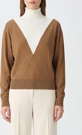 Paco Rabanne Abstract Pattern Relaxed Fit Turtleneck in Virgin Wool and Silk