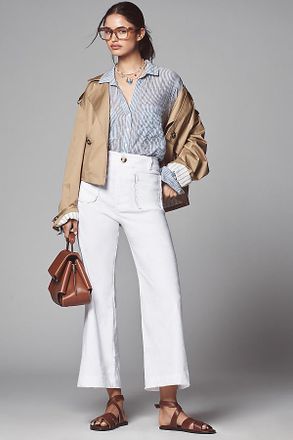 Maeve The Colette Scallop-Pocket Crop Wide-Leg Pants by Maeve