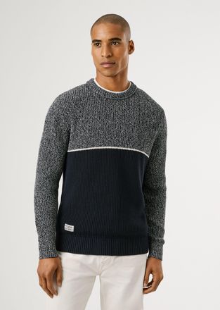 Pepe Jeans London Strickpullover PEPE JEANS PENN, Herren, Gr. XXL, blau (dulwich blau), Strick, Obermaterial: 100% Baumwolle, mehrfarbig, regular fit, Rundhals, Rippstr