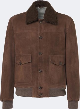 Eleventy Shearling-lined suede jacket