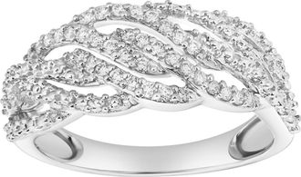 LuvMyJewelry Amika 14K Gold Round Diamond Studded Woven Band Ring - 0.2cts in 14K White Gold at Nordstrom, Size 5