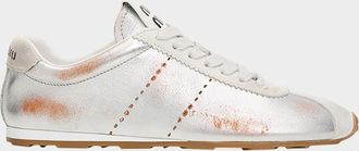 Miu Miu Metallic Leather Low-Top Sneakers